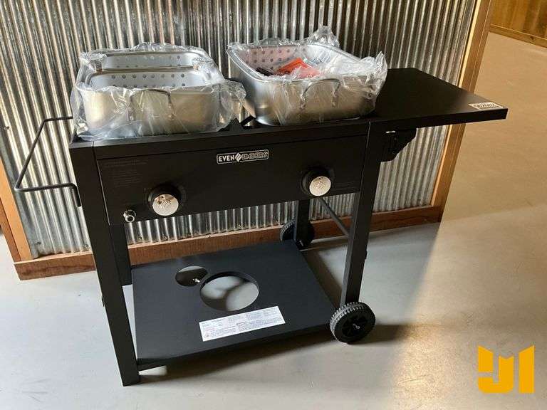 EVEN EMBERS 2 BURNER PROPANE FRYER WITH POTS, BASKETS, HANDLES