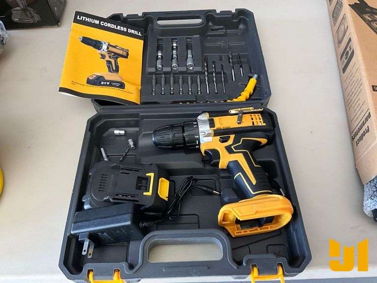 21V LITHIUM CORDLESS DRILL WITH BITS & CASE