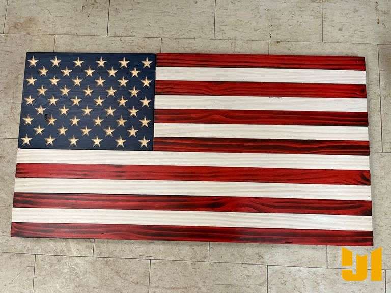 CHARITY LOT - HANDMADE WOOD AMERICAN FLAG TO BENEFIT K9'S