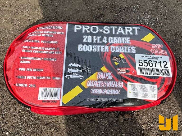UNUSED PRO START PS4PB002 4 GA 20' BOOSTER CABLES