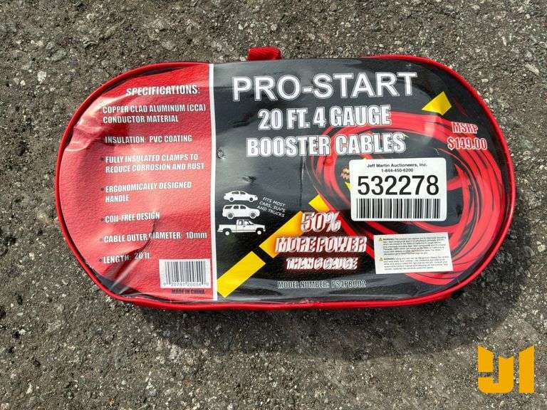 UNUSED PRO START PS4PB002 4 GA 20' BOOSTER CABLES