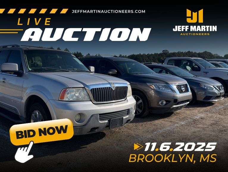 SOUTH MISSISSIPPI AUTO AUCTION FEATURING VEHICLES, BOATS, MOTORCYCLES, RV’S - NOVEMBER 6TH  @ 6PM CT