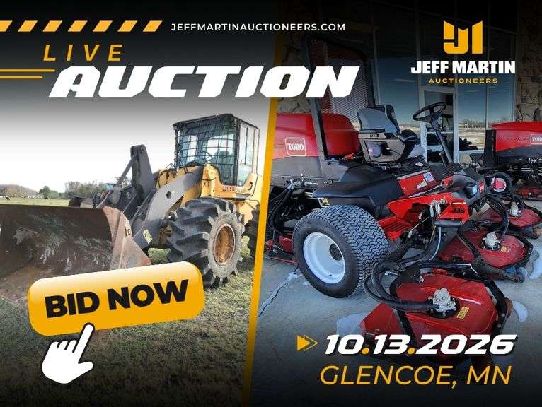 UPPER MIDWEST ANNUAL FALL COMMERCIAL TURF, GOLF COURSE, LANDSCAPE, LAWN CARE AND SNOW REMOVAL PUBLIC AUCTION OCT 13TH @ 9AM CST