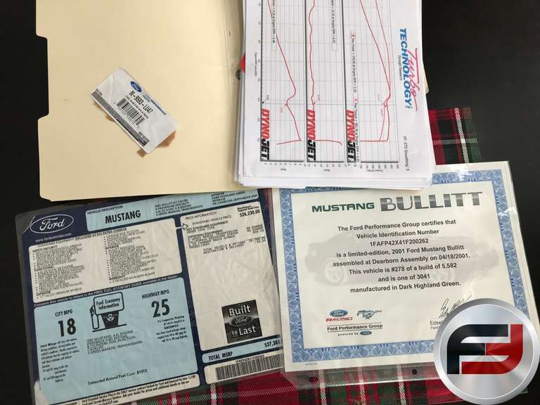 2001 FORD BULLITT MUSTANG #0278 VIN: 1FAFP42X41F200262 COUPE