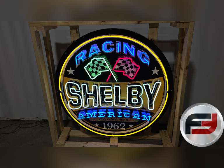 CUSTOM SHELBY RACING TIN NEON SIGN, 48" X 48", NEW
