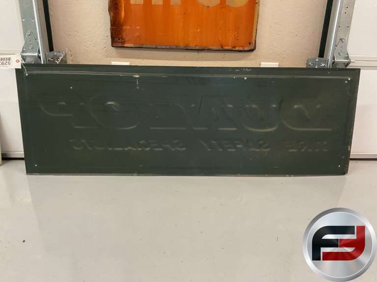 DUNLOP, TIRE SAFETY SPECIALISTS TIN SIGN, 54” X 18”