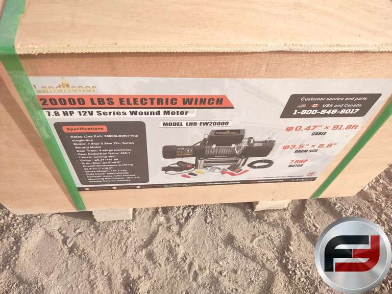UNUSED 20,000 LB 12 VOLT WINCH