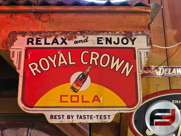 ROYAL CROWN COLA EMBOSSED TIN SIGN