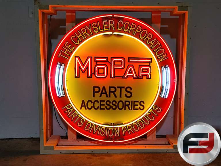 CUSTOM MOPAR TIN NEON SIGN, 48"X 48", NEW NEON GLASS,