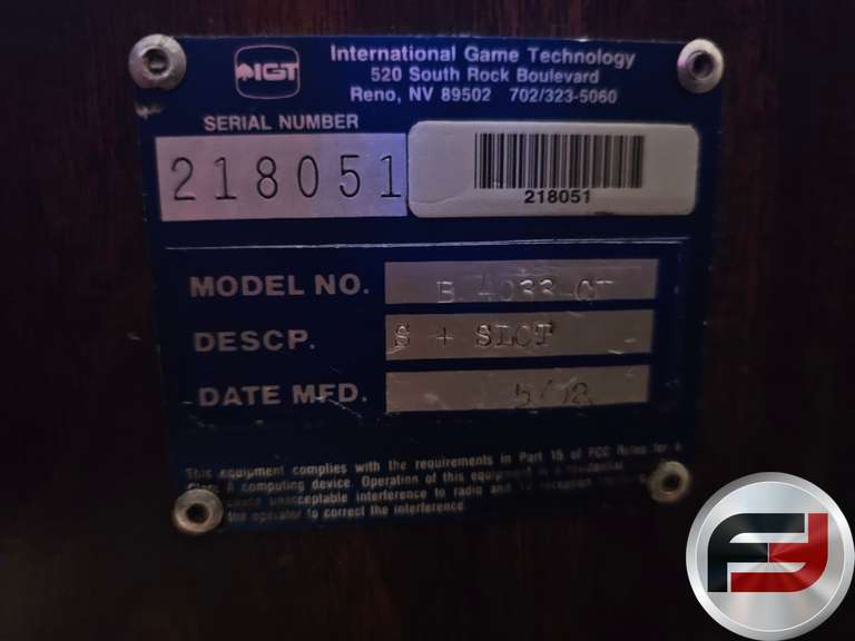 IGT MODEL B-4033-CT ENTERTAINMENT MACHINE