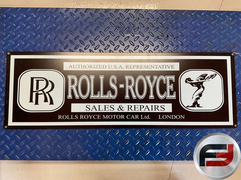 AUTHORIZED U.S.A. REPRESENTATIVE ROLLS-ROYCE SALES & REPAIRS TIN SIGN, 30”