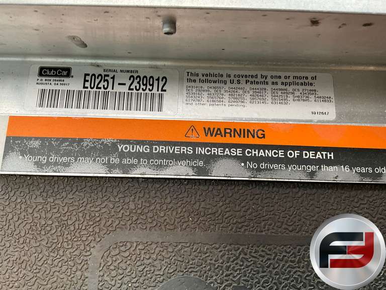 CLUB CAR CARRYALL II GOLF CART SN: E0251-239912
