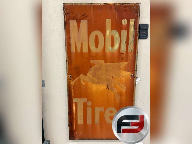 MOBIL TIRES TIN SIGN,