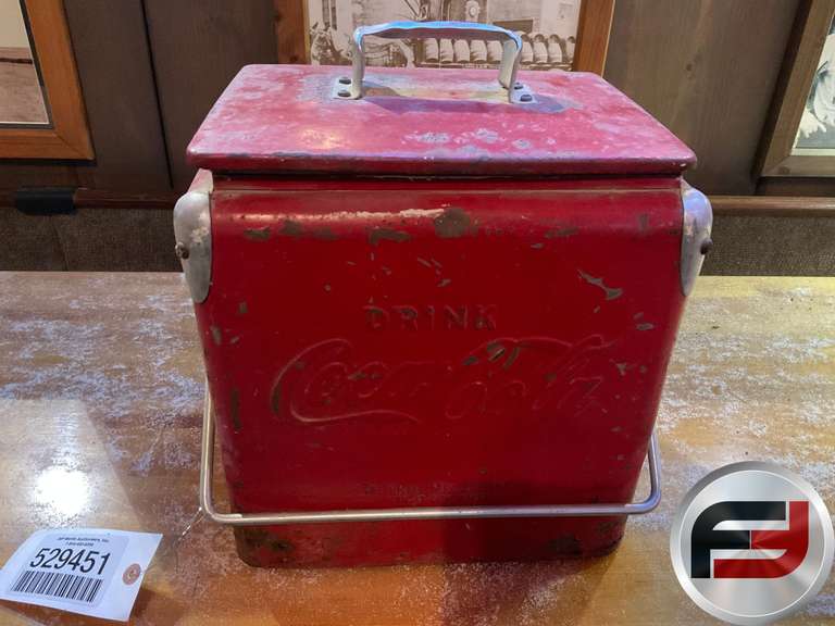 ANTIQUE COCA-COLA SMALL COOLER, SOME DAMAGE ON TOP LIP