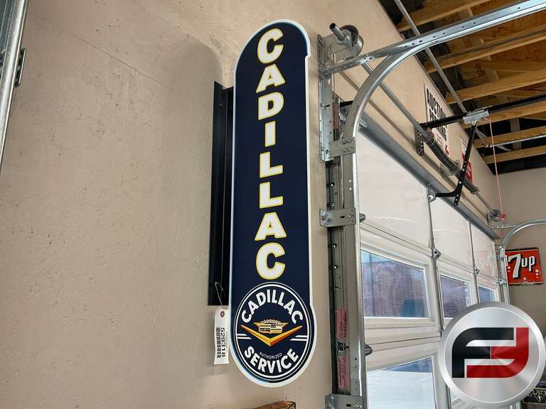 CADILLAC SERVICE METAL FLANGE SIGN 10” X 35”