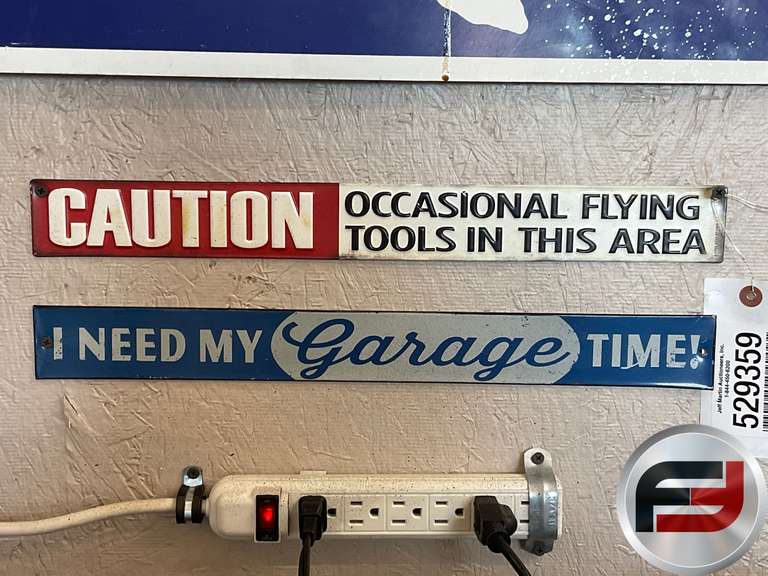 CAUTION OCCASIONAL FLYING TOOLS IN THIS AREA TIN SIGN 18”