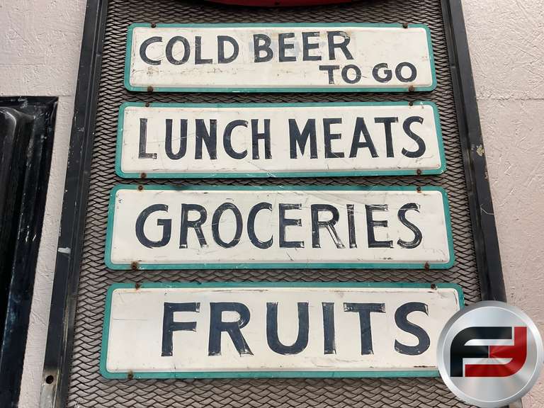 COCA-COLA EMBOSSED SIGNS, COLD BEER TO GO, LUNCH MEAT, GROCERIES,