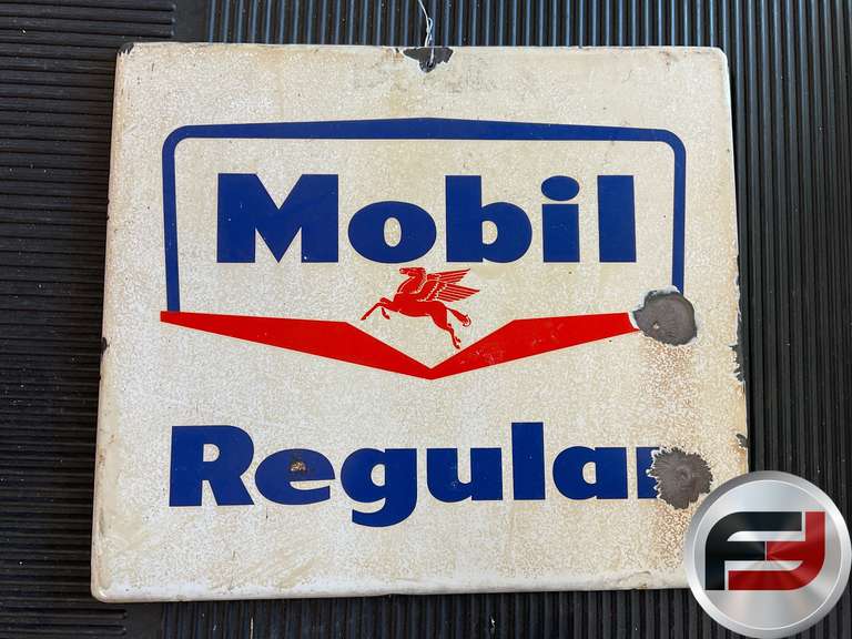 MOBIL REGULAR PORCELAIN GAS PUMP PANEL, 14” X 12”