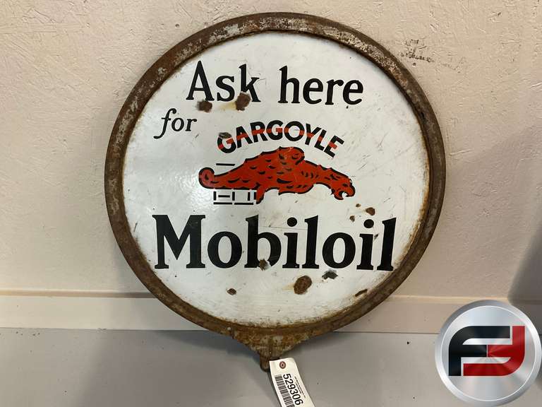 MOBILGAS GARGOYLE POST SIGN DOUBLE SIDED, 24” DIAM.