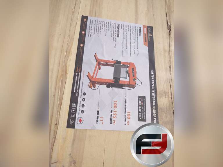 UNUSED LANDHERO LHR-SP100 100 TON CAPACITY HYDRAULIC SHOP PRESS