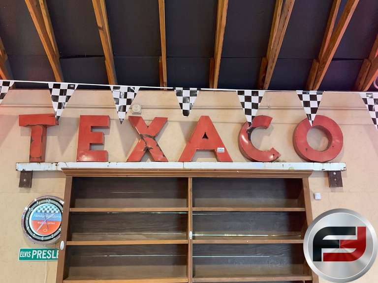 TEXACO METAL WALL MOUNT SIGN, APPROX. 12' X 2'