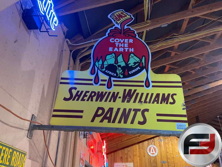 SHERWIN-WILLIAMS PAINTS WITH METAL MOUNT, DOUBLE SIDED ENAMEL