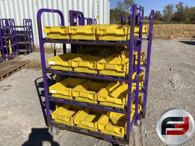 QTY OF (2) 69”X47” TOWABLE4 SHELF STORAGE RACK WITH 12