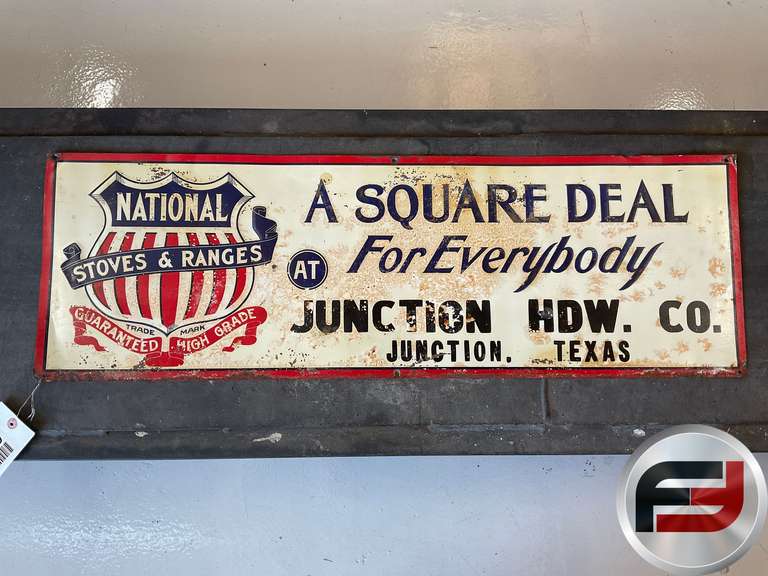 NATIONAL STOVES & RANGES, JUNCTION HDW. CO. JUNCTION, TEXAS, EMBOSSED