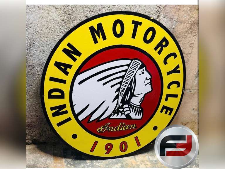 1901 INDIAN MOTORCYCLE SIGN, 30" SINGLE SIDE