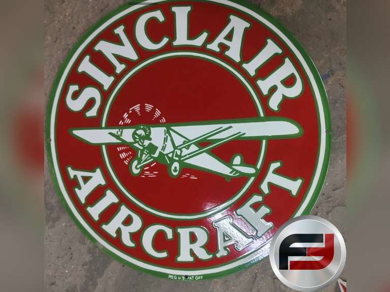 SINCLAIR AIRCRAFT PORCELAIN SIGN, 30" AND SINGLE SIDED