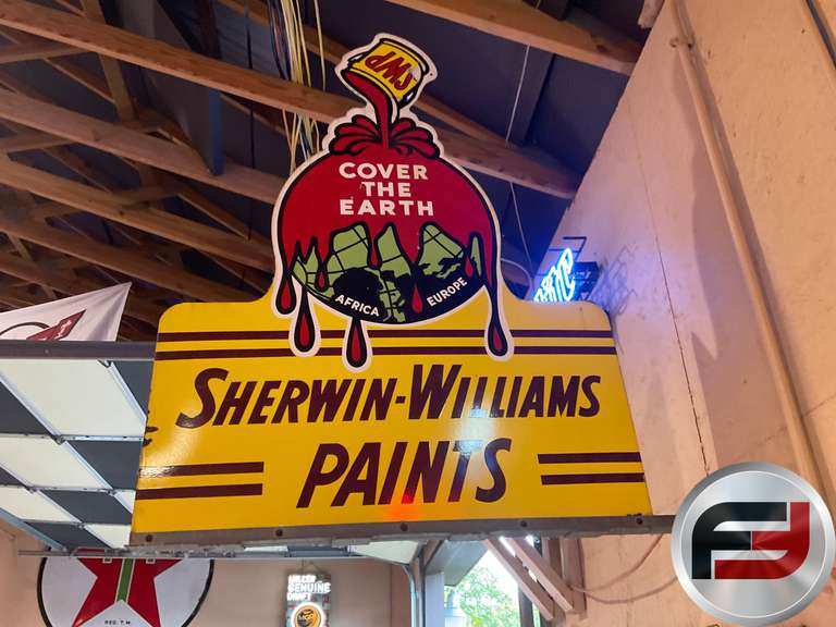 SHERWIN-WILLIAMS PAINTS WITH METAL MOUNT, DOUBLE SIDED ENAMEL