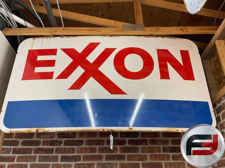EXXON ENAMEL SIGN, DOUBLE SIDED, 83” X 45”