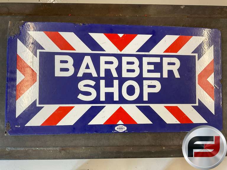 BARBER SHOP FLANGE SIGN, DOUBLE SIDED, 24” X 12”