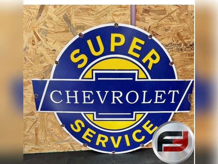 SUPER CHEVROLET SERVICE SIGN, 30", SINGLE SIDED