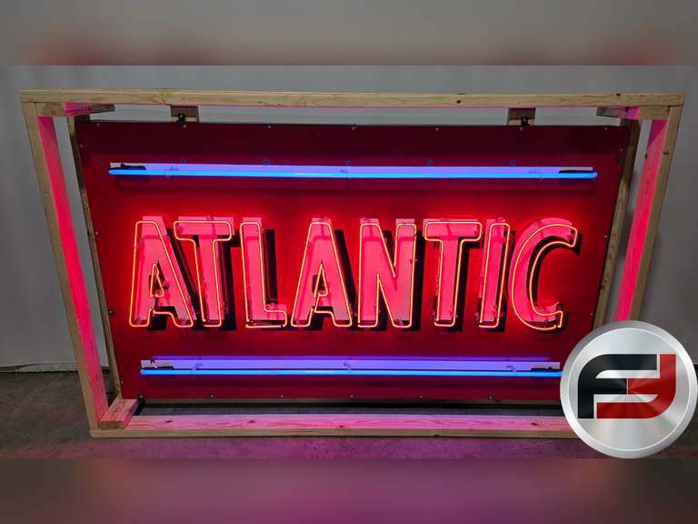 ORIGINAL ATLANTIC PORCELAIN NEON SIGN, 72" X 42", NEW NEON