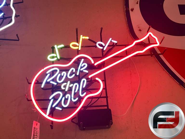 ROCK N ROLL GUITAR NEON SIGN, 30" X 22"