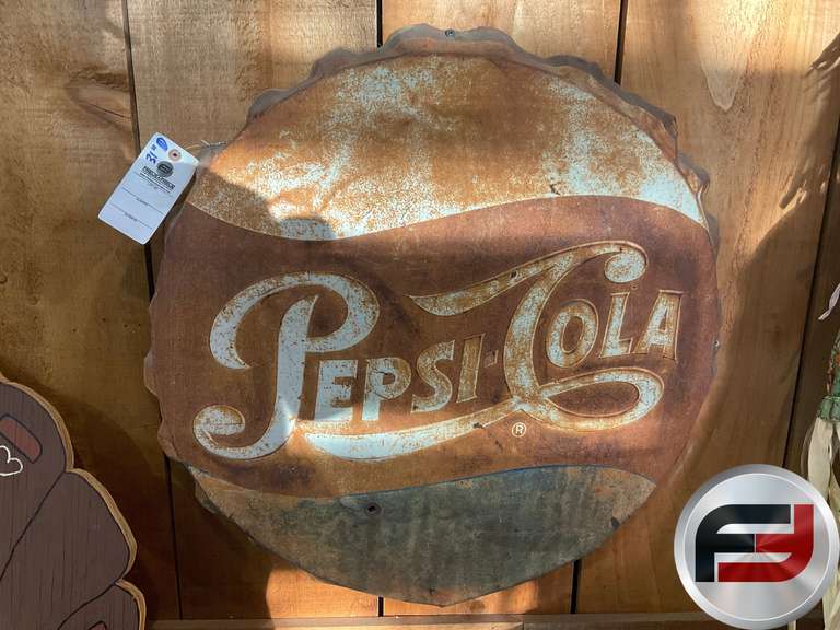 PEPSI-COLA BOTTLE CAP SIGN. 31" DIAM.