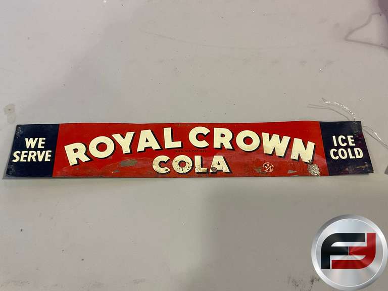 ROYAL CROWN COLA TIN SIGN, 16" X 4"