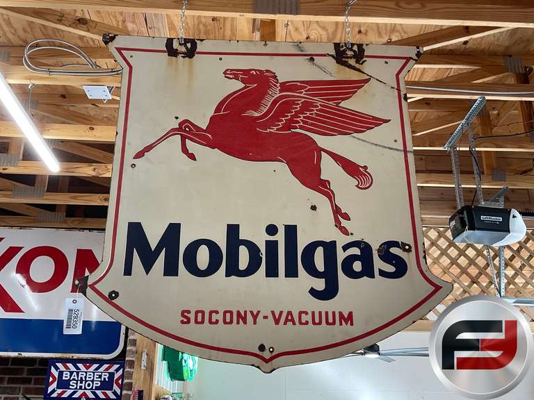MOBILGAS SOCONY-VACUUM, DOUBLE SIDED, ENAMEL, 53” X 54”