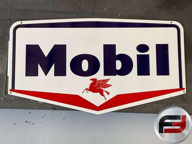 MOBIL PORCELAIN SIGN, 23” X 13”
