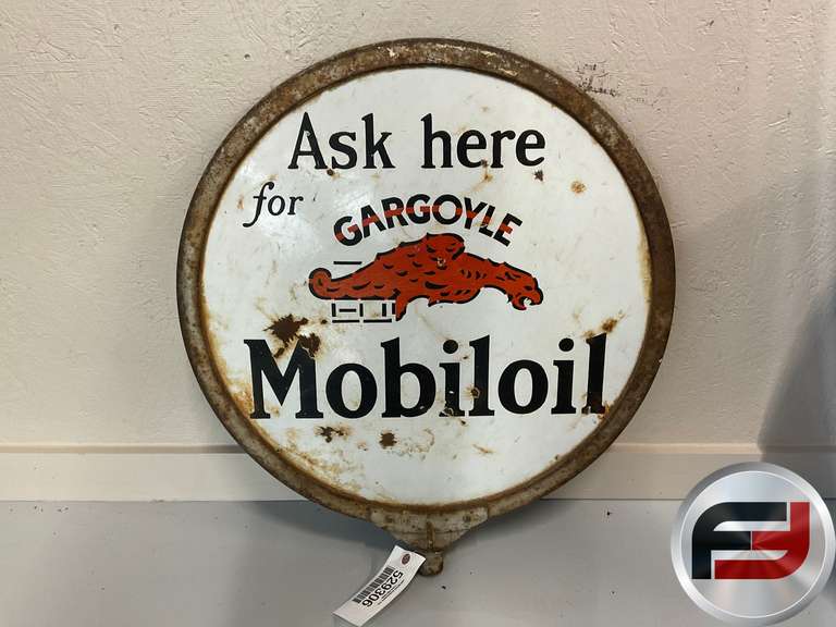 MOBILGAS GARGOYLE POST SIGN DOUBLE SIDED, 24” DIAM.