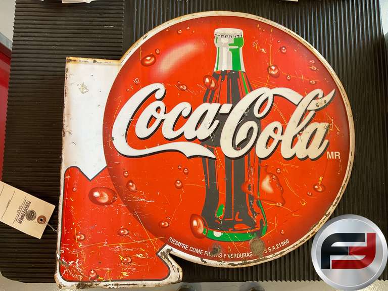 COCA-COLA FLANGE METAL SIGN, DOUBLE SIDED, 20” X 19”