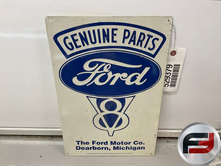 FORD V8 GENUINE PARTS TIN SIGN, 11” X 16”