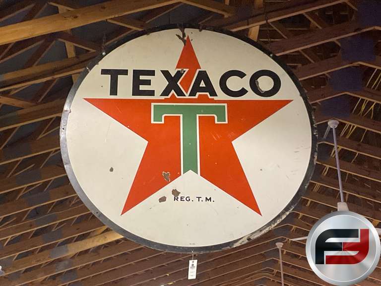 TEXACO PORCELAIN DOUBLE SIDED SIGN, 72" DIAM.