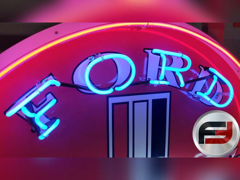 CUSTOM FORD MUSTANG TIN NEON SIGN, 48" X 48", NEW