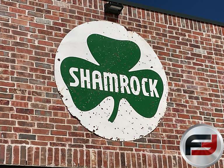 SHAMROCK OIL AND GAS PORCELAIN SIGN, 72” DIAM.