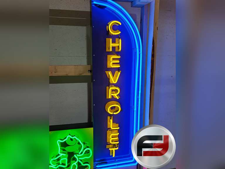 CUSTOM CHEVROLET FELIX TIN NEON SIGN, 33" X 72", NEW