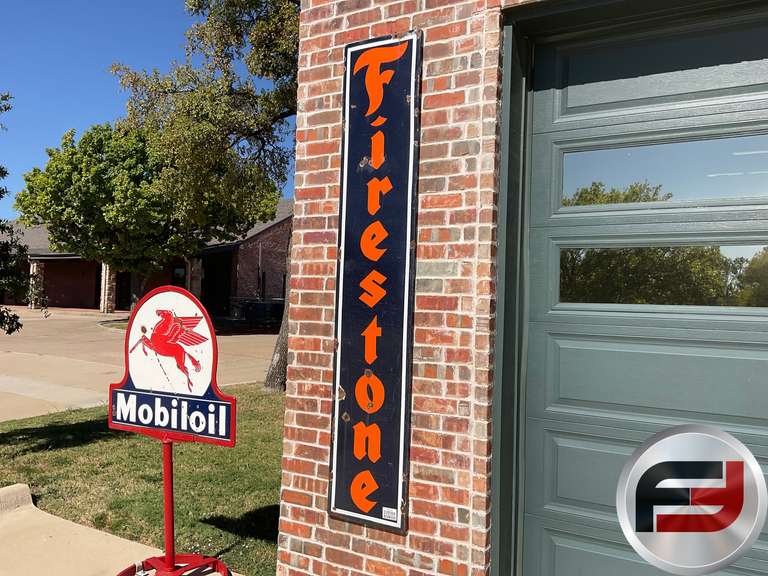 FIRESTONE PORCELAIN WALL SIGN, 18” X 96”