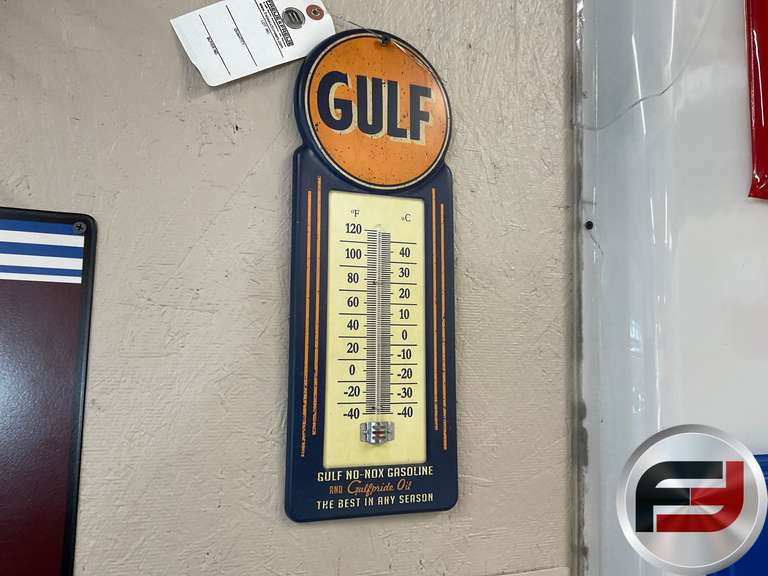 GULF METAL THERMOMETER, 5 1/2” X 15”