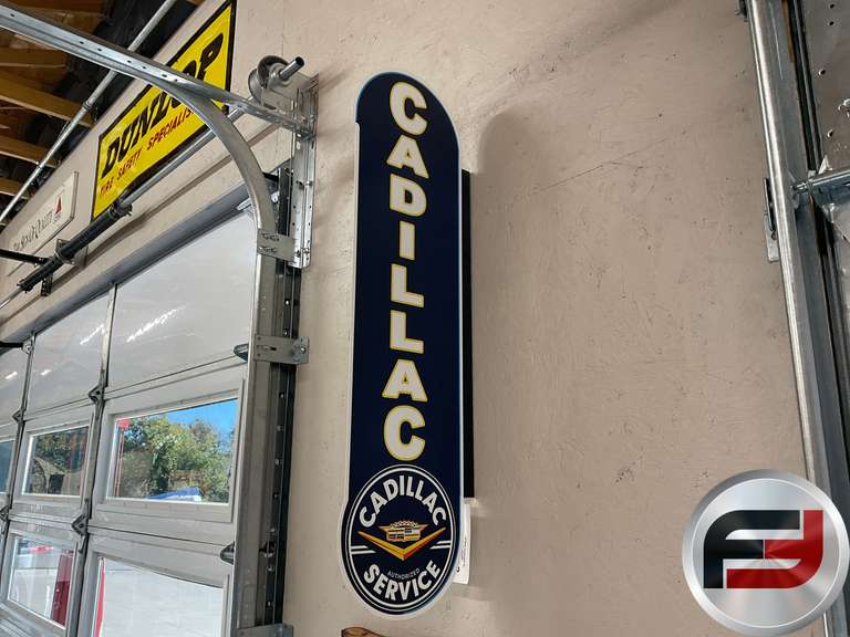 CADILLAC SERVICE METAL FLANGE SIGN 10” X 35”